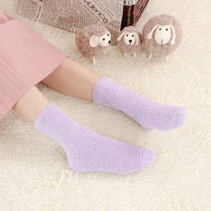Calzini invernali 7 colori per dormire donna soffici e spessi viola rosa termici e morbidi calzini pelosi - Product Image 3