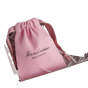 Good Quality Custom Logo Portable Reusable Printed Gift <b>Canvas</b> Cotton Double String Handbag Dust <b>Drawstring</b> <b>Bag</b> - Product Image 4