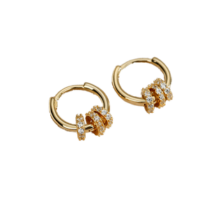 Flower Shape Sterling Silver 22k Gold Plated Vintage Drop Earrings <b>Crystal</b> Rhinestone Center for Women's Party Luxury Jewelry - Product Image 1