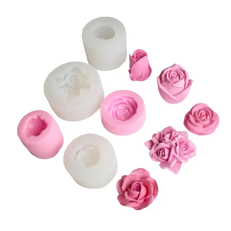 3D Rose Shape Silicone Candle Soap Mold Clay Resin Fondant Mould Cake Decoration Tools