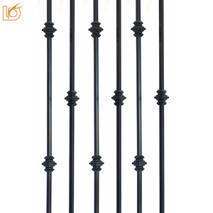 Lan can cầu thang sắt rèn hình vuông rỗng, màu đen mờ, đồng thau đánh bóng, dễ lắp đặt - Product Image 4