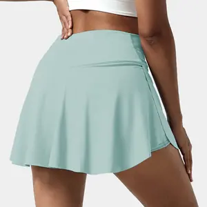 Women Soft 4 Way Stretch V Cut Exercise Tennis Dress Quick Dry Golf Skirt