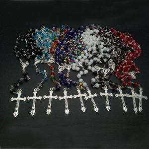 Venta al por mayor de rosarios de cristal <span class=keywords><strong>Santo</strong></span> Cristiano Católico Sublimación Centro de mesa Crucifijo Cruz <span class=keywords><strong>Rosario</strong></span> Collar de cuentas para la oración - Product Image 2