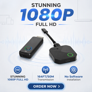 ปลั๊กแอนด์เพ<span class=keywords><strong>ล</strong></span>ย์ USB-C ไร้สายชุด TX & HDMI RX, 164ft 1080P, <span class=keywords><strong>สตรี</strong></span><span class=keywords><strong>ม</strong></span>เสียง/วิดีโอไปยังจอภาพ/ทีวีจากแ<span class=keywords><strong>ล</strong></span>็ปท็อป/โทรศัพท์, สีดำ - Product Image 1