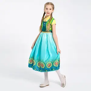 New Halloween Party Christmas Princess Anna Cosplay costume Baby girls Fancy Dress Stage Performance suit