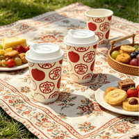 Gobelet à double paroi personnalisé avec logo, en papier kraft écologique, jetable, biodégradable, compostable, pour boissons chaudes et vin, avec couvercle