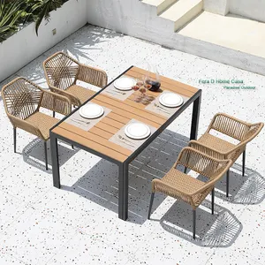 Set tavolo da pranzo e sedia in rattan per produttore di mobili da esterno per patio da giardino