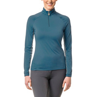 Chemise d'équitation à manches longues pour femmes, col zippé 1/4, respirante, séchage rapide, sous-vêtement équestre pour l'entraînement et la compétition