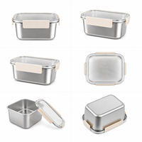 Boîte à lunch hermétique en acier inoxydable, récipient alimentaire portable compatible micro-ondes, boîte bento métallique réutilisable pour la maison, l'école et les activités de plein air