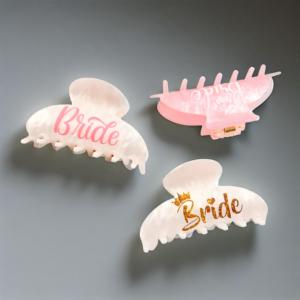 Fermaglio per capelli in acetato da <span class=keywords><strong>sposa</strong></span> rosa da <span class=keywords><strong>sposa</strong></span> con artigli acrilici Clip per matrimonio da donna - Product Image 3