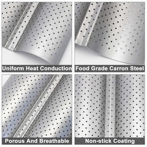 Plateau en <span class=keywords><strong>aluminium</strong></span> antiadhésif Bandeja De Horno Perforada Para Malla Aluminio Bread Waves French Pan - Product Image 3