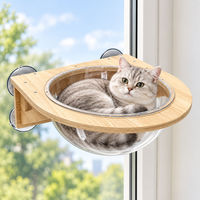 Lit mural pour chat en bois, capsule transparente en acrylique avec ventouse, pour fenêtre intérieure