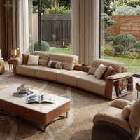 Ensemble de canapés de luxe en cuir italien, modèle de canapé en velours boutonné, ensemble complet, combinaison pour villa, mobilier de salon moderne