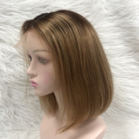 Perruque Lace Front Courte Brésilienne Colorée en Cheveux Humains Vierges Indiens, Modèle Bob, Cheveux Humains Mélangés, Meilleures Ventes en Gros