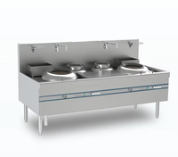 Cuisinière professionnelle commerciale haute puissance en acier inoxydable à double brûleur gaz pour wok, facile à nettoyer, silencieuse