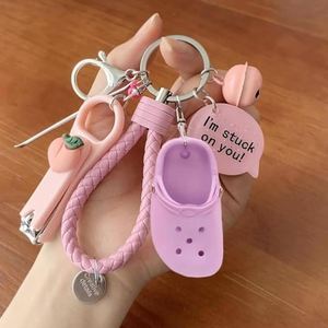 Best Seller <b>Mini</b> Rubber Slipper Keychain Funny Shoe <b>Keyring</b> for Bags Wallets Luggage Cute Silicone Hole Sandals Key Chain RTS - Product Image 2