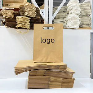 Hdpk xách tay tote túi giấy nâu trắng thực phẩm takeout đấm Túi tùy chỉnh Kraft túi với huy hiệu của riêng bạn - Product Image 3
