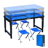 Table portable pour salon et cour avec tabourets pliants ronds en métal, chaises de salle à manger légères pour l'extérieur, idéales pour les fêtes