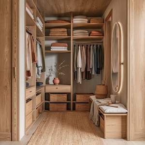 Armoire <span class=keywords><strong>de</strong></span> chambre moderne en bois <span class=keywords><strong>de</strong></span> noyer personnalisée, design modulaire à cadre apparent, système <span class=keywords><strong>de</strong></span> rangement professionnel en placage/mélamine - Product Image 2