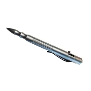 Penna tattica a bullone in alluminio con frangivetro e colore grigio