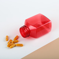 150cc Carré PET Rouge Pilules Bouteilles Médical Capsule Bouteille