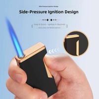Briquet coupe-vent classique en métal JX, nouveau, personnalisable avec logo, flamme bleue directe au butane, noir mat, vente en gros pour entreprises