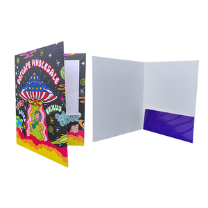 Dossiers de bureau écologiques en papier recyclé imperméable avec emplacement pour cartes de visite, personnalisables et imprimés sur mesure pour entreprises - Product Image 3