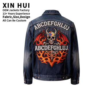 Chaqueta de Motociclista para Hombre, Invierno 2026, Logotipo Personalizado OEM, Lavado Oscuro, Bordado Frontal, Chaquetas Rock, Venta al por Mayor, Ropa Urbana de Alta Calidad - Product Image 1