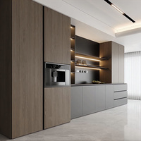 Buffet de cuisine et salle à manger en bois massif au design contemporain, éco-responsable, modulaire, avec console, table, meuble de rangement et armoire latérale