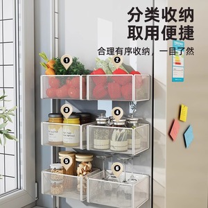 Étagère magnétique rectangulaire pour réfrigérateur en acier au carbone avec couvercle en plastique, panier suspendu latéral sans perçage, organisateur multifonctionnel sans perforation - Product Image 2