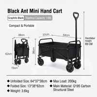 Chariot pliable d'extérieur, chariot de camping pliable, chariot de plage avec freins, chariot portable pour pique-nique, jardin, courses, OEM personnalisé