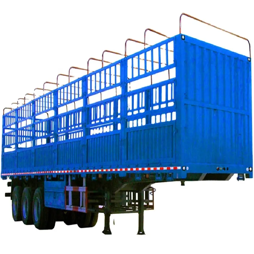 Fabricant vente 3 essieux clôture gros animal pieu semi-remorque transport de marchandises semi-remorque camion 2023 année largement utilisé à vendre