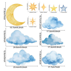 Watercolor Moon Star <strong>Cloud</strong> <strong>Wall</strong> <strong>Stickers</strong> Removable Vinyl <strong>Wall</strong> Decals for Baby Nursery Kids Bedroom Ceiling Home <strong>Wall</strong> Art Decor - Product Image 5