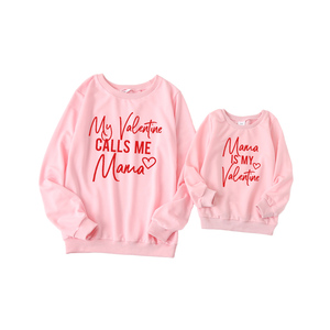 Produttore san valentino felpa abbinata alla <span class=keywords><strong>madre</strong></span> e alla <span class=keywords><strong>figlia</strong></span> per famiglia vestito abbinato Logo stampato personalizzato di alta qualità - Product Image 1