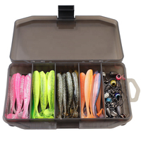 Kit de 76 leurres souples de pêche à queue de pagaie, leurres coulants à tête plombée barbelée, boîte de matériel de pêche