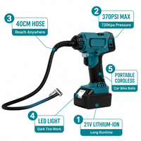 Gonfleur de pneus d'urgence portable |   Pompe à air sans fil pour voiture, SUV, camion |   Kit Essentiel Numérique 370PSI pour Dépannage Routier avec Arrêt Automatique