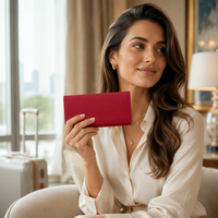 Sac de rangement pour bijoux en cuir de vachette rouge de luxe avec logo personnalisé, organiseur de bijoux portable pour voyage, étui de rangement pliable pour femmes, cadeau