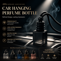 Flacon de parfum de voiture carré en verre de luxe avec logo personnalisé – Diffuseur de parfum auto vide haut de gamme à suspendre avec