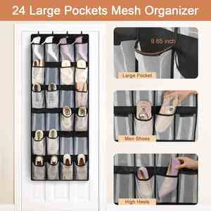 Contenedor de malla grande de 24 compartimentos para zapatos, organizador colgante para armario y zapatero, perchero de malla - Product Image 2