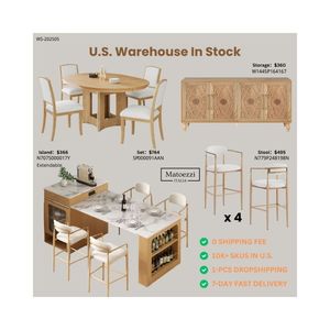 Modern Wood <b>Dining</b> Room Furniture Set Convertible Round <b>Dining</b> <b>Table</b> Kitchen Island Bar <b>Stools</b> & Storage Cabinet for Home - Product Image 1