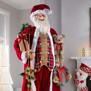 Babbo Natale da Esposizione in Piedi a Grandezza Naturale 180 cm con Sacco Regalo Decorazione Natalizia Grande per la Casa - Product Image 2