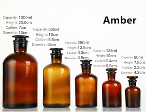 स्पष्ट एम्बर चौड़ा मुंह रासायनिक प्रयोगशाला ग्लास एपोथेटरी 30 मिली-1000 मिली दवा एजेंट - Product Image 6