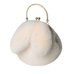 Bolso de Hombro Cruzado de Cadena para Mujer, con Orejas de Conejo de Peluche, Lindo y a la Moda, Bolso Esponjoso para Niña, Tanjing - Product Image 3