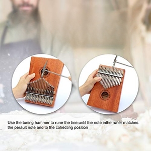 Kalimba de 17 Teclas, Piano de Pulgar con Estuche Rígido, Instrucciones de Estudio y Martillo de Afinación, Piano de Dedos Africano Portátil Mbira <span class=keywords><strong>Sanza</strong></span> de Madera - Product Image 6