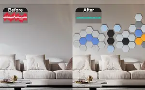 Modern Style Interior Wall Decoração Adesivo Apoiado Redução de Ruído Painel Acústico Hexágono