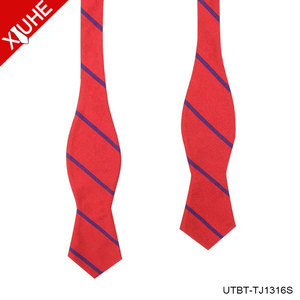 <span class=keywords><strong>Pajarita</strong></span> de fábrica personalizado hecho a mano diseño de rayas 100% seda rojo corbata para los hombres - Product Image 3