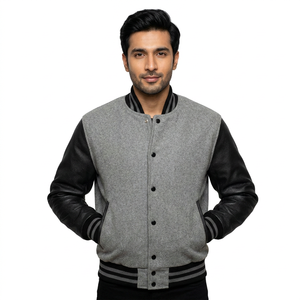 Servicio OEM, Chaquetas de Invierno para Hombre 100% Lana, Chaqueta Varsity de Color Sólido de Alta Calidad para Hombre, a la Moda - Product Image 1