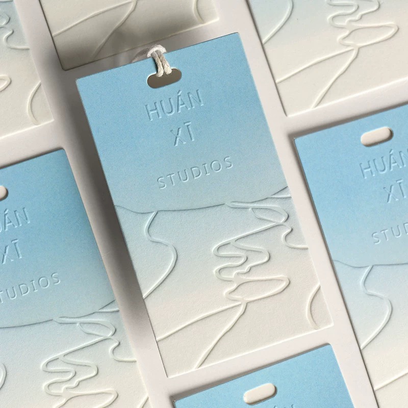 Embossed Hangtags Colored Price Tags hang gradation Paper Tag Brand Name Tags Custom Labels for Clothing Brand