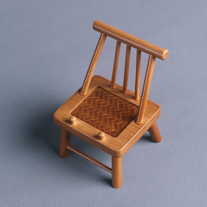 Miniature Bamboo Chair Set 2Pcs Square <b>Rustic</b> <b>Desk</b> Decor Lightweight <b>Office</b> Accessories - Product Image 2