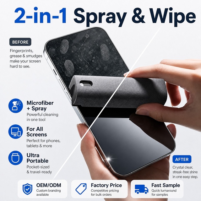 Portable Screen Cleaning Spray 10ml Anti-Static Alcohol-free No Residue Customizable Color Household